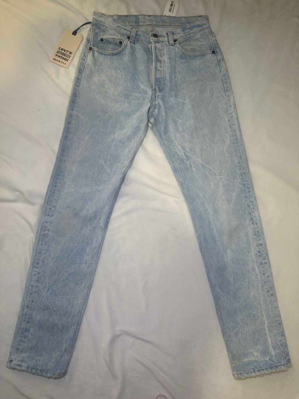 Levi's Authorized Vintage Light Blue Acid Wash Cotton Straight Leg Jeans Size 28